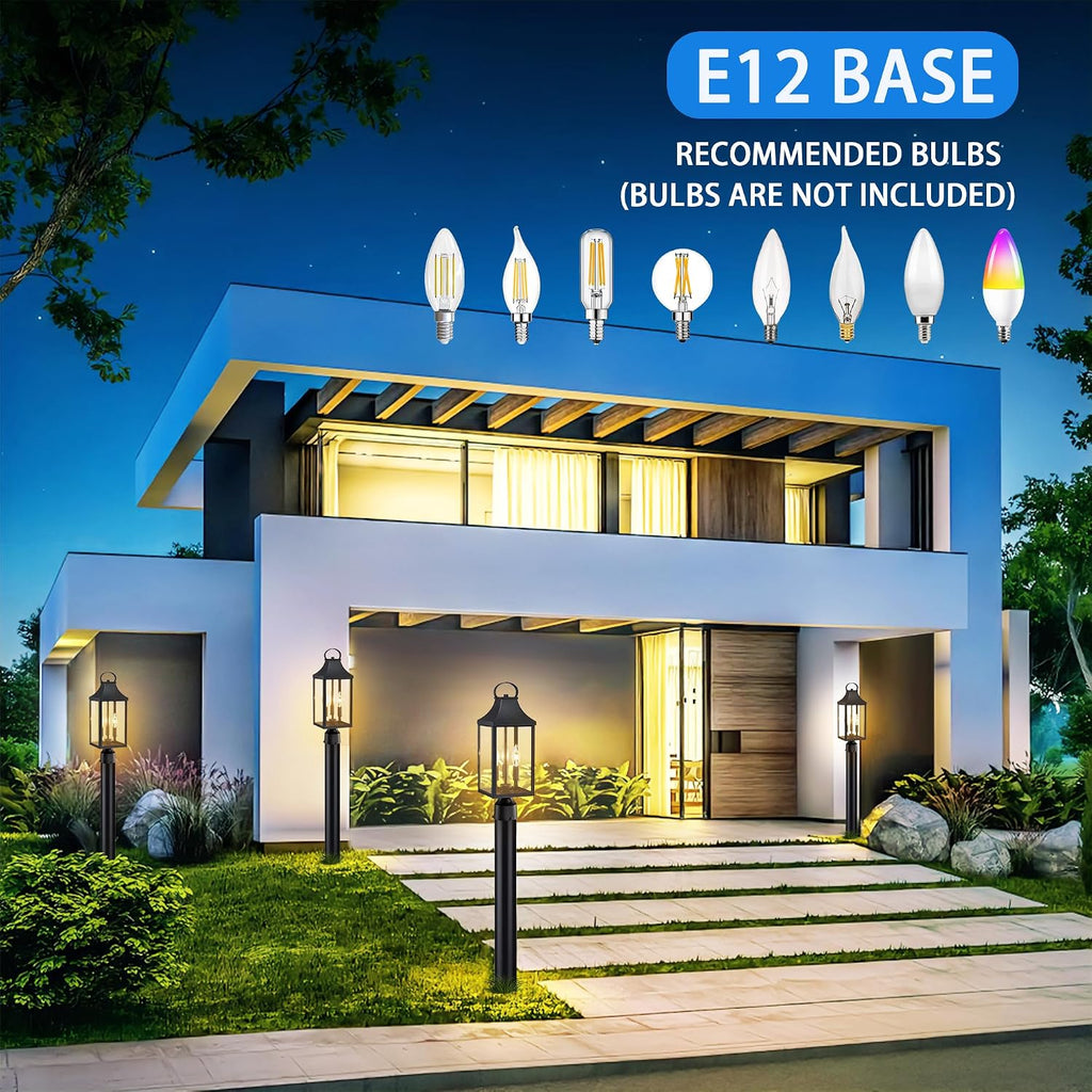 18.62'' Dusk to Dawn Post Light Outdoor, Large 3-Light Lamp Post Light