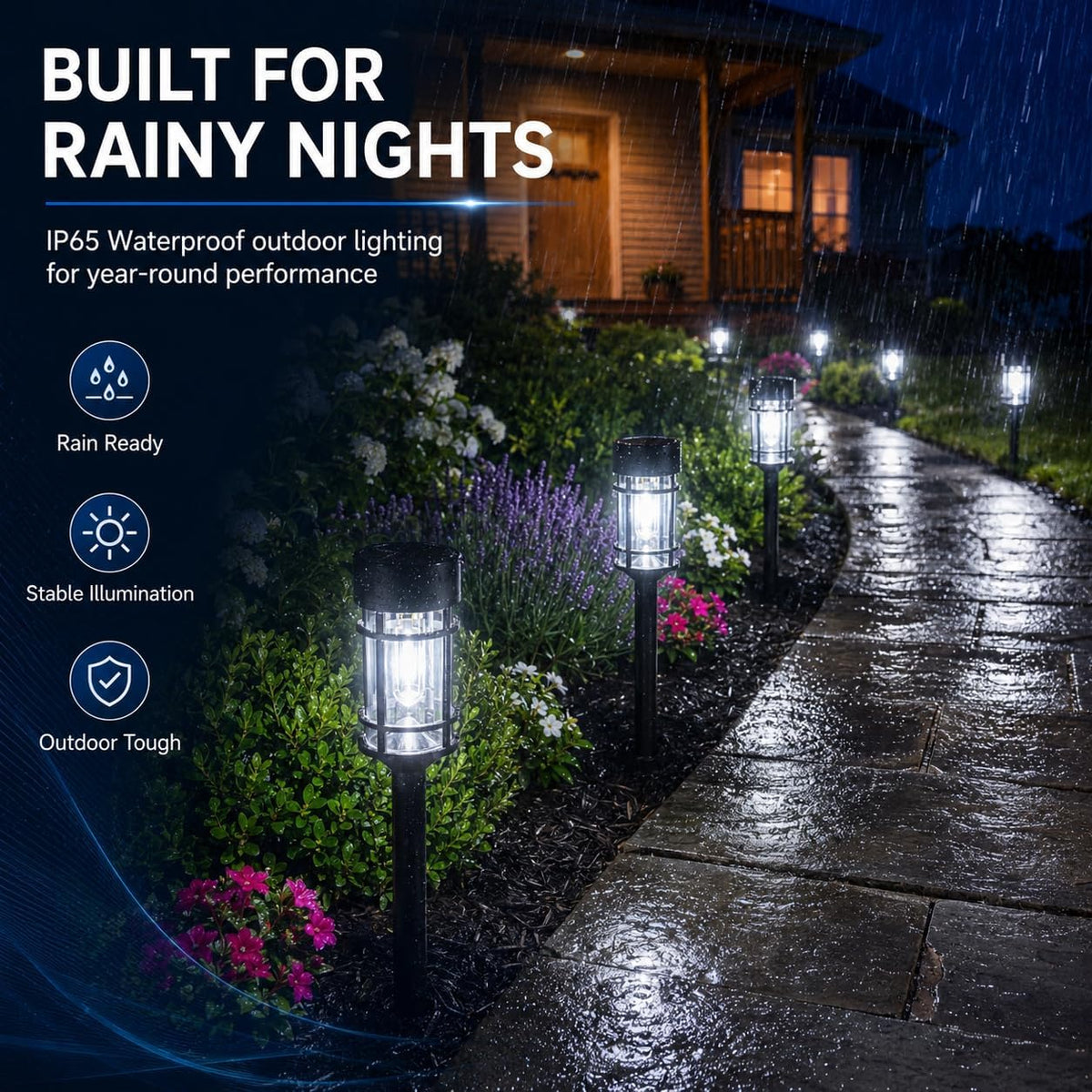 ILANCK 12 Pack Solar Lights Outdoor Pathway, Metal & Glass 21" Large Solar Pathway Lights, Solar Powered Garden Lights for Yard, Landscape, Driveway Walkway