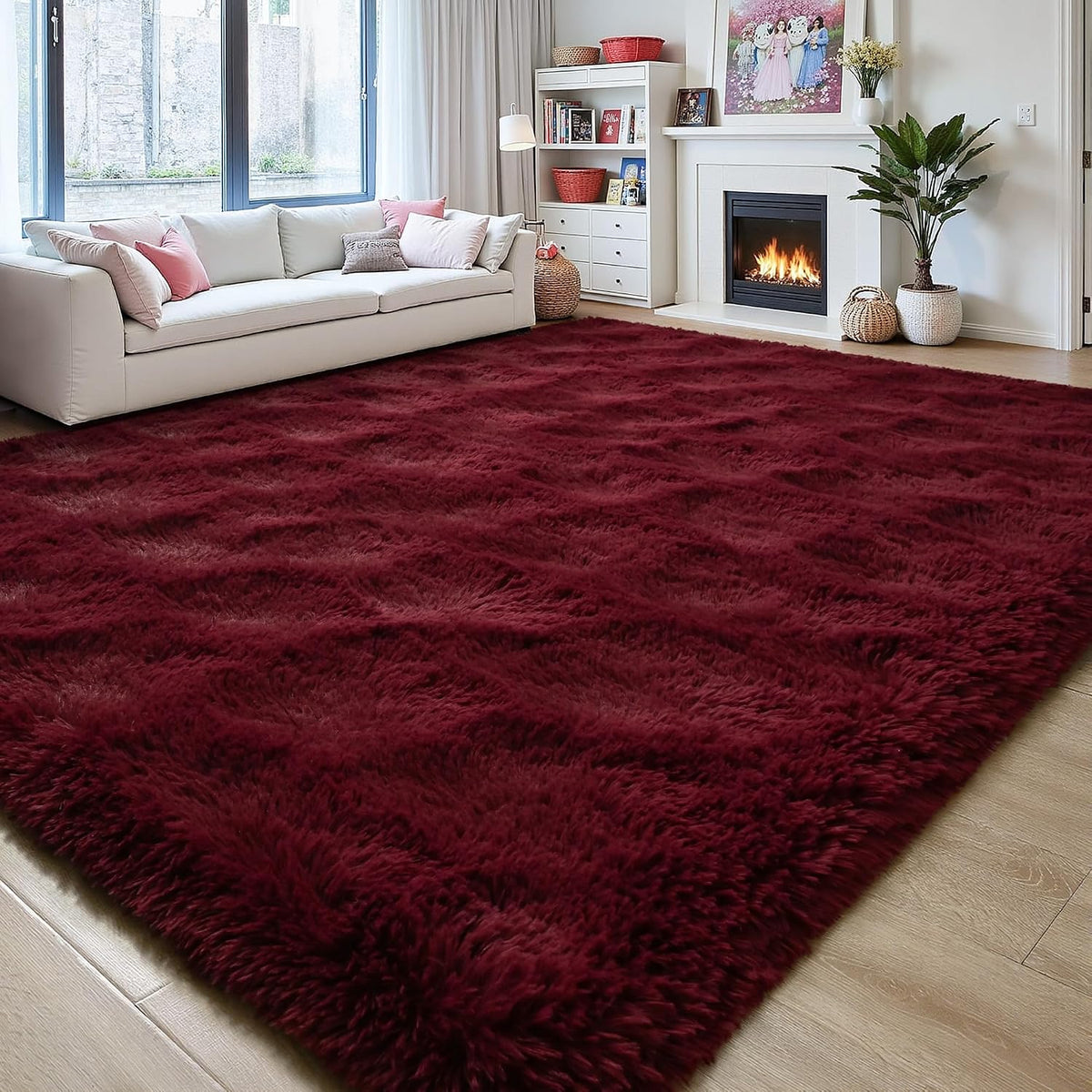 8x10 Large Burgundy Red Area Rug Plush
