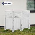 Suncast 4-Panel Outdoor Screen Enclosure - Freestanding Wicker Resin Reversible Panel Outdoor Screen - Perfect for Concealing Garbage Cans, Air Conditioners - White (4-Panels)