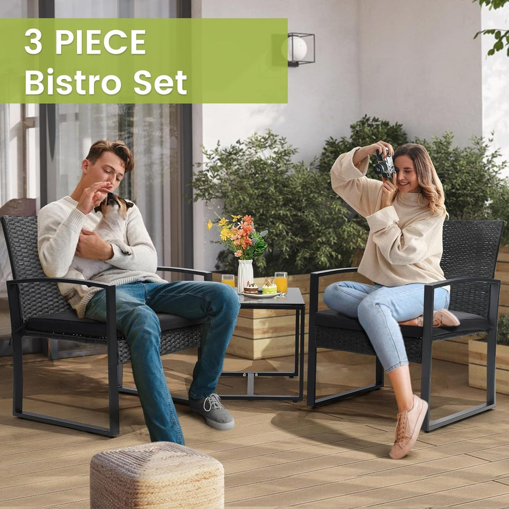 murago outdoor 3-piece wicker bistro set, patio conversation, package contents