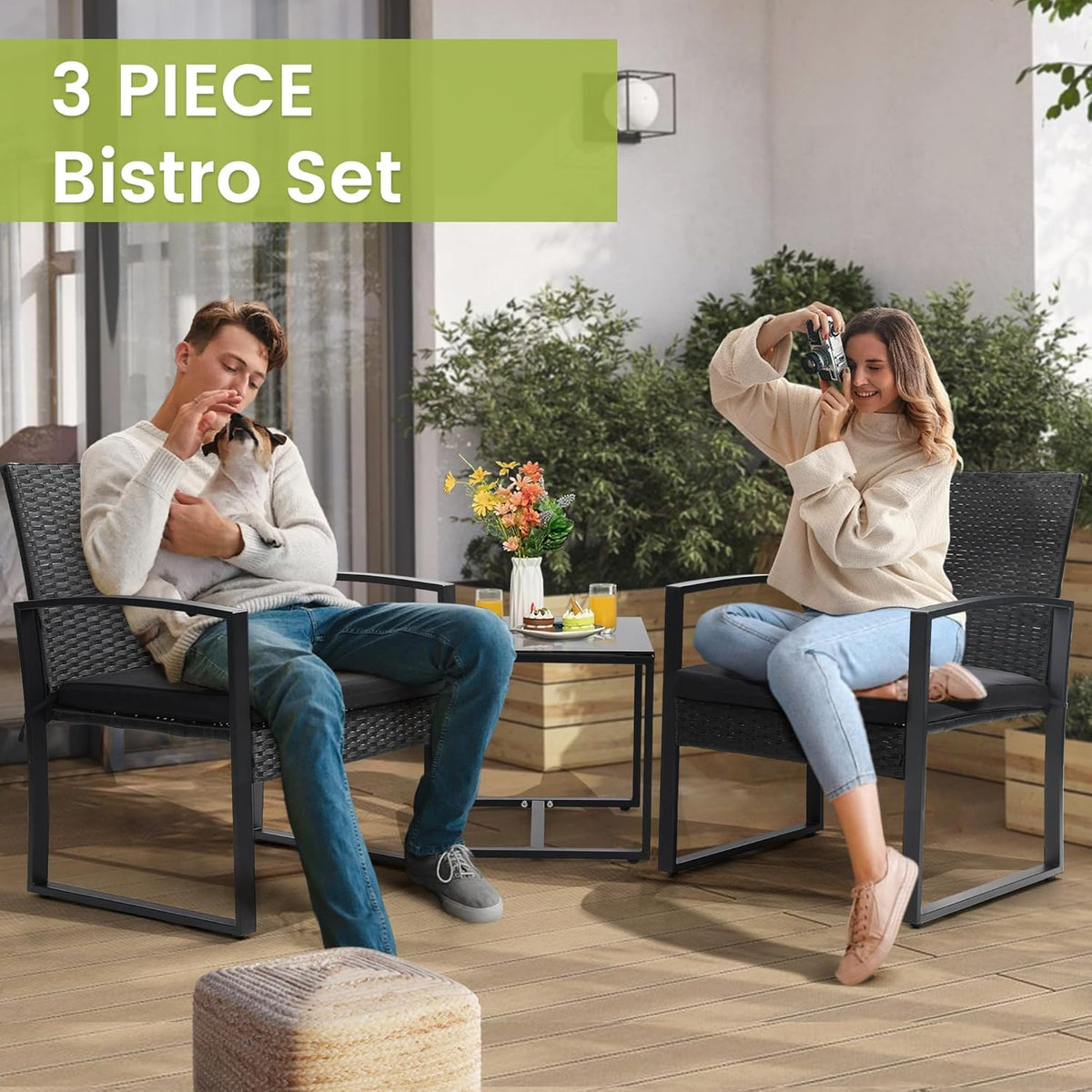 murago outdoor 3-piece wicker bistro set, patio conversation, package contents