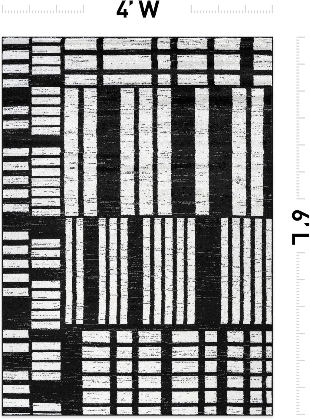 Rugshop Contemporary Modern Abstract Geometric Area Rug Black 4' x 6'