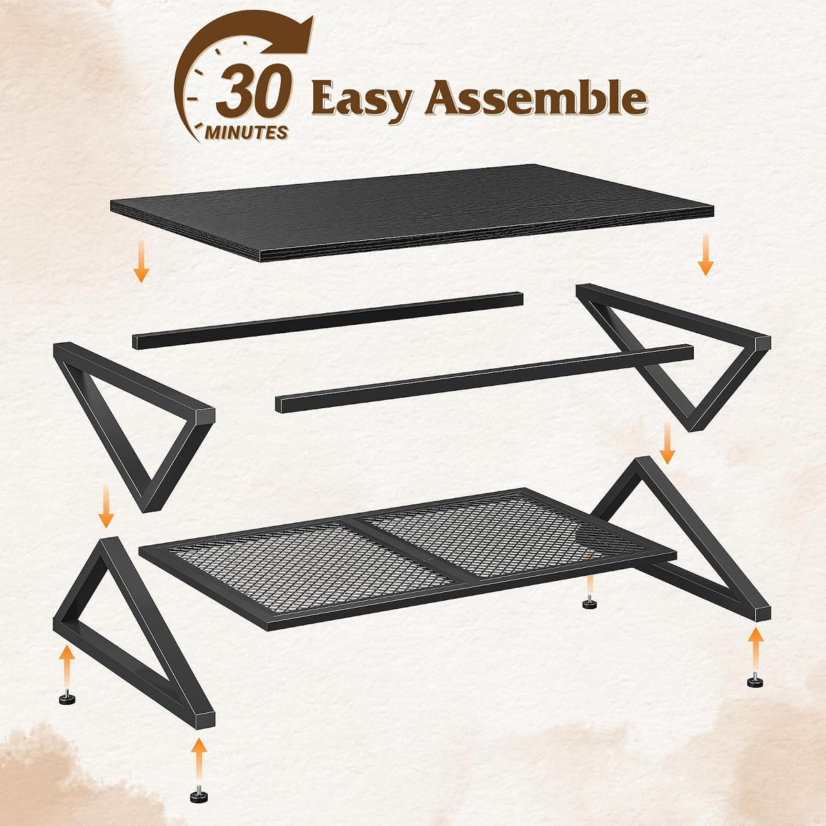 EnHomee Coffee Table with Storage & Shelf for Living Room, Black Oak