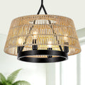 18 Inch 4-Light Boho Rattan Chandelier, Hand Woven Farmhouse Chandelier Rattan Pendant Light Fixture for Dining Room, Kitchen Island, Hallway, Foyer，Entryway (E12 Bulbs Not Included)