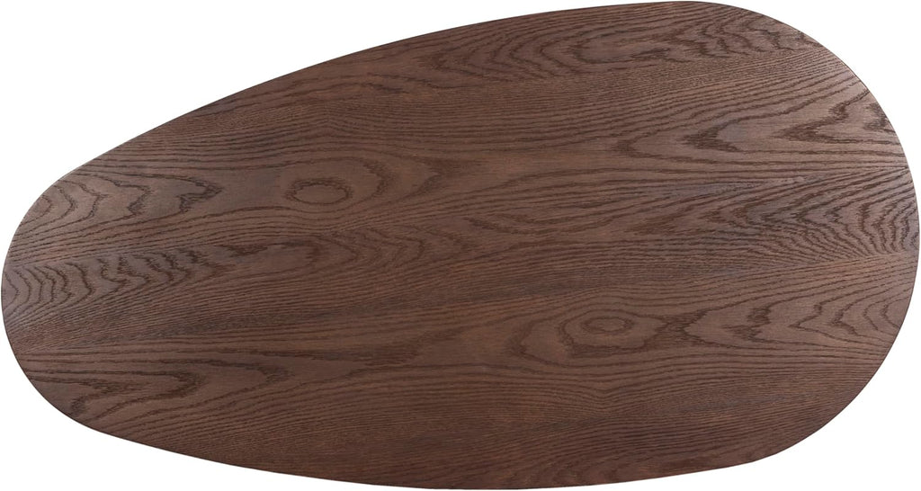 Meridian Furniture 291Brown-C Beekman Collection Art Deco Coffee Table with Solid Oak Wood, Brown Walnut Finish, 58" W x 30" D x 14" H, Brown