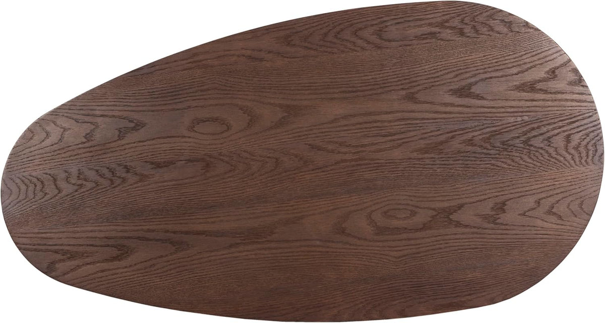 Meridian Furniture 291Brown-C Beekman Collection Art Deco Coffee Table with Solid Oak Wood, Brown Walnut Finish, 58" W x 30" D x 14" H, Brown