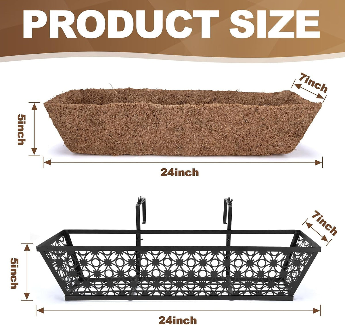 24 Inch Railing Planter Box Outdoor Deck Railing Flower Boxes