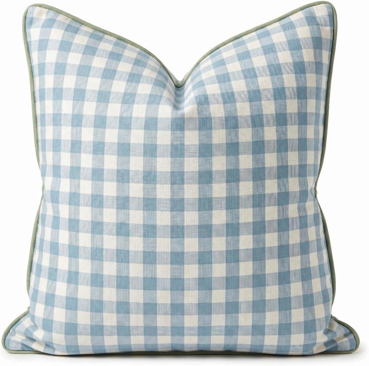 Jillien Harbor “The Charlie” Decorative Pillow Cover – Blue and White Accent Pillow Cover with Gingham-Inspired Design – Grandmillennial Home Decor, 20" x 20"