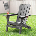 Folding Adirondack Chair with 2 Cup Holder, HDPE Plastic Patio Chairs