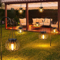 Solar Lanterns Outdoor Waterproof Metal Solar Hanging Lantern, 4Pack