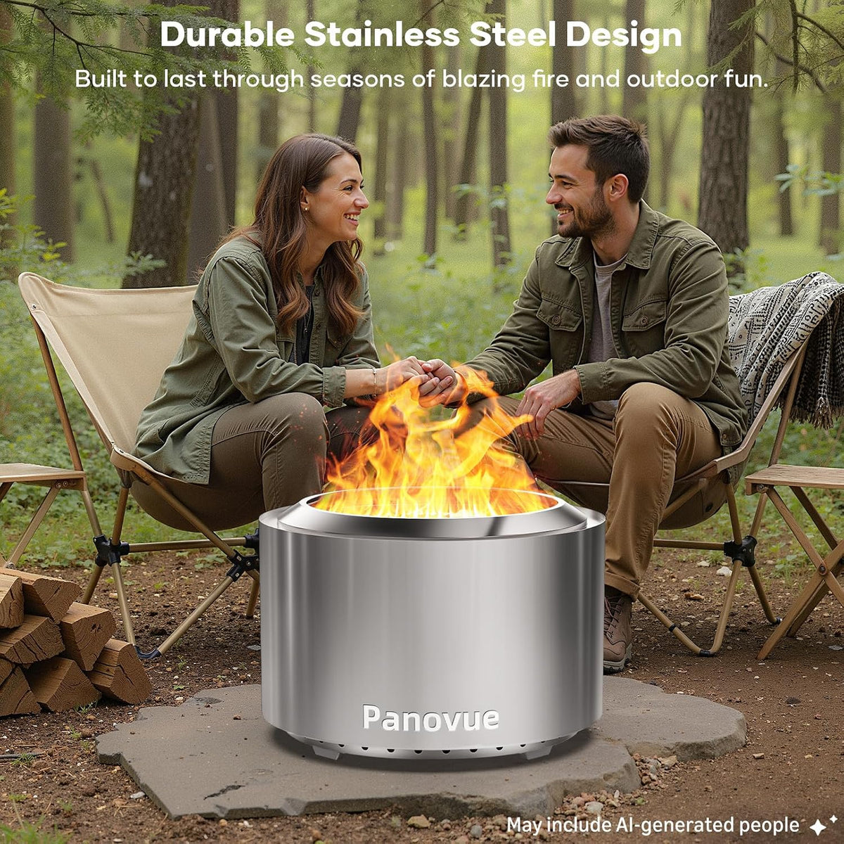 panovue 22 inch smokeless fire pit for outdoor, side view