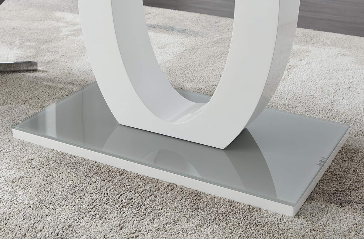 Furniturebox UK - Giovani Modern Stylish Grey/White High Gloss Glass Dining Table and 6 Modern Lorenzo Chairs Set (Dining Table Only)