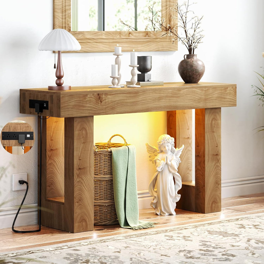 Unikito 47" Entryway Table with Sensor Light & AC Outlets with USB-C Ports