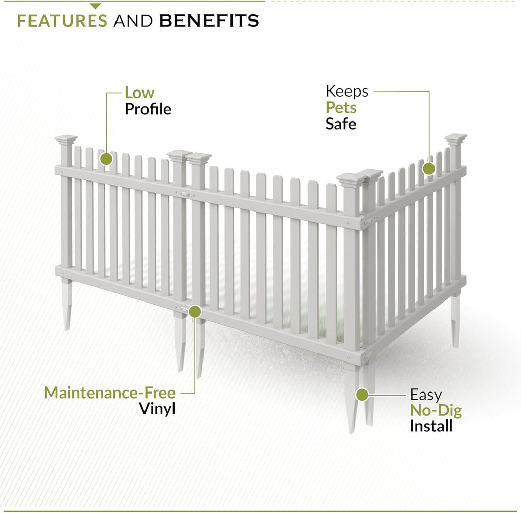 Zippity Roger Rabbit Garden Fence, White Vinyl DIY No Dig Kit