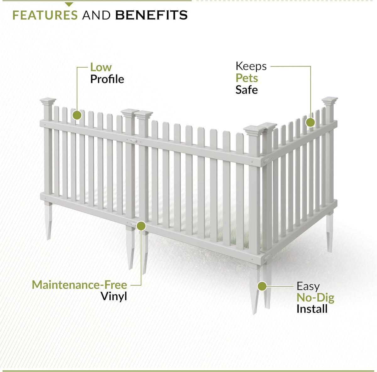 Zippity Roger Rabbit Garden Fence, White Vinyl DIY No Dig Kit