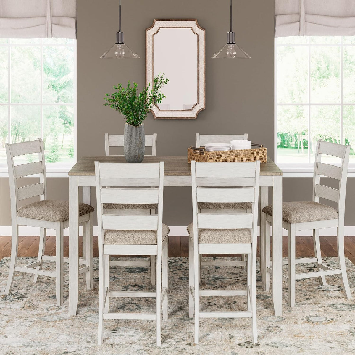 Signature Design by Ashley Skempton Counter Height Dining Table Set for 6