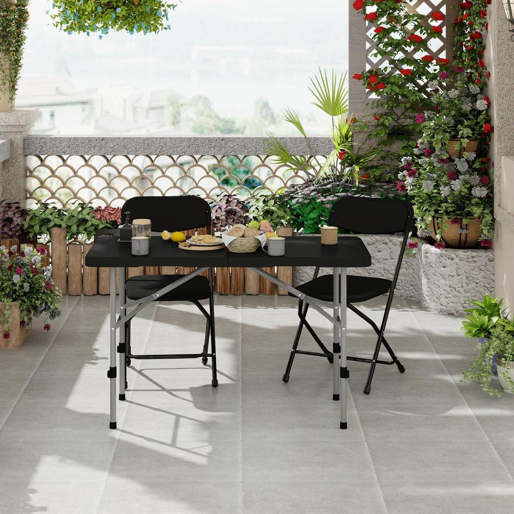 OS MOTOR 4ft Folding Table with Carry Handle, 48 Inch, Black
