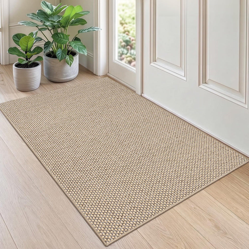 DEXI Thin Door Mat Indoor Entrance 32x48, Non Slip Entryway Mat, Beige