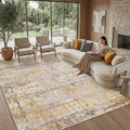 Rugxara 8x10 BeigeGold Modern Abstract Neutral Washable Rug for Living Room