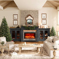 Naice 104" Fireplace TV Stand, Electric Fireplace Mantel with Power Outlet