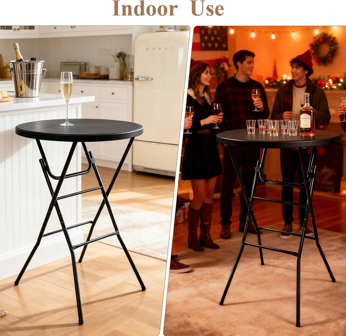 Cocktail Table, D32in x H43.3in Folding Round Cocktail Table High Top