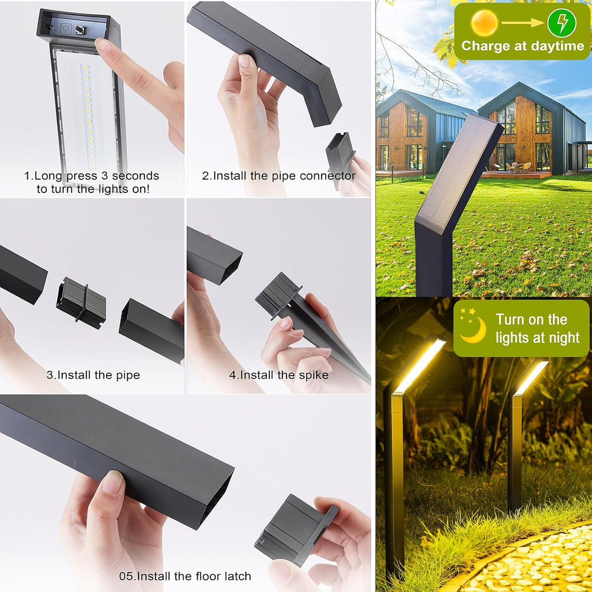 Solar Outdoor Pathway Lights, IP65 Waterproof, Landscape Lights, 4 Pack
