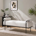 SOFTHION 61.2" End of Bed Bench, Corduroy Upholstered Entryway Bench, White