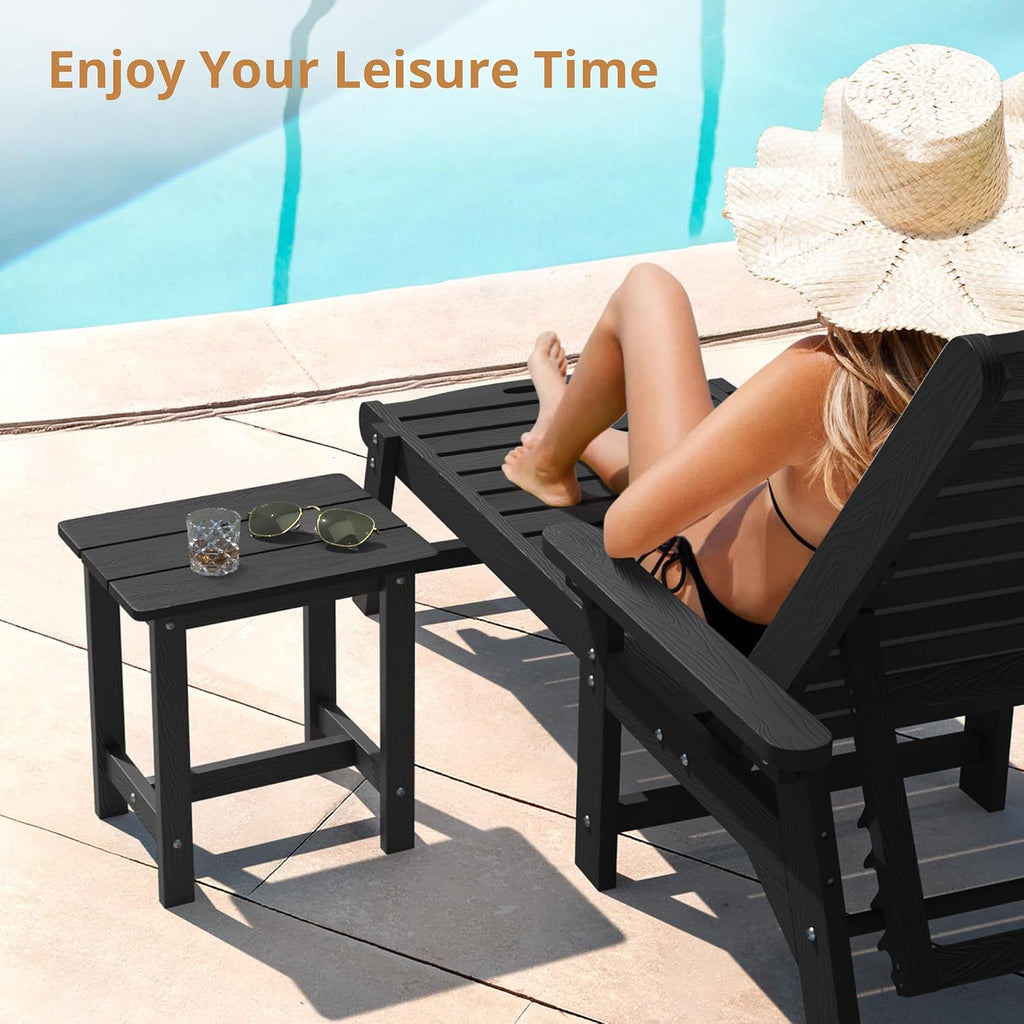lue bona small outdoor side table, hdps adirondack, close-up detail