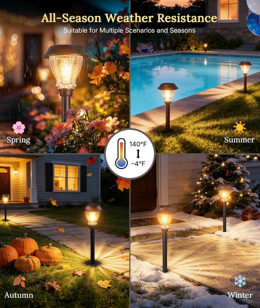 XMCOSY+ Solar Pathway Lights Outdoor, 6 Pack Warm White Landscape Lighting