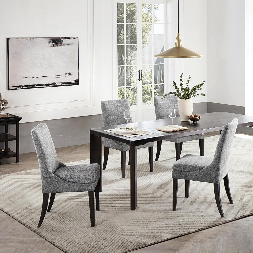 KISLOT Upholstered Dining Chairs Modern Sidechair Performance Fabric High Back Armlesschair for Diningroom Kitchen, Dark Grey, Set of 2(1 Box)