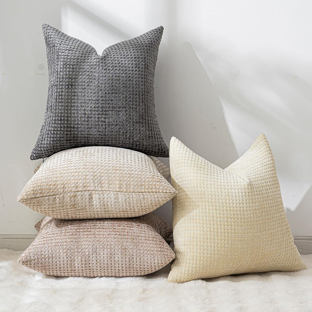 Pack of 4 Throw Pillow Covers 24x24” Boho Cushion Covers for Living Room
