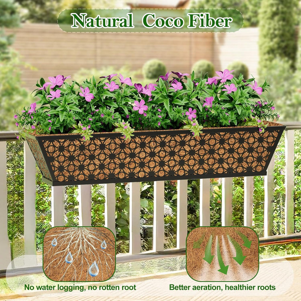 SPECILITE 24" Adjustable Metal Window Railing Planters Boxes, 4 Pack