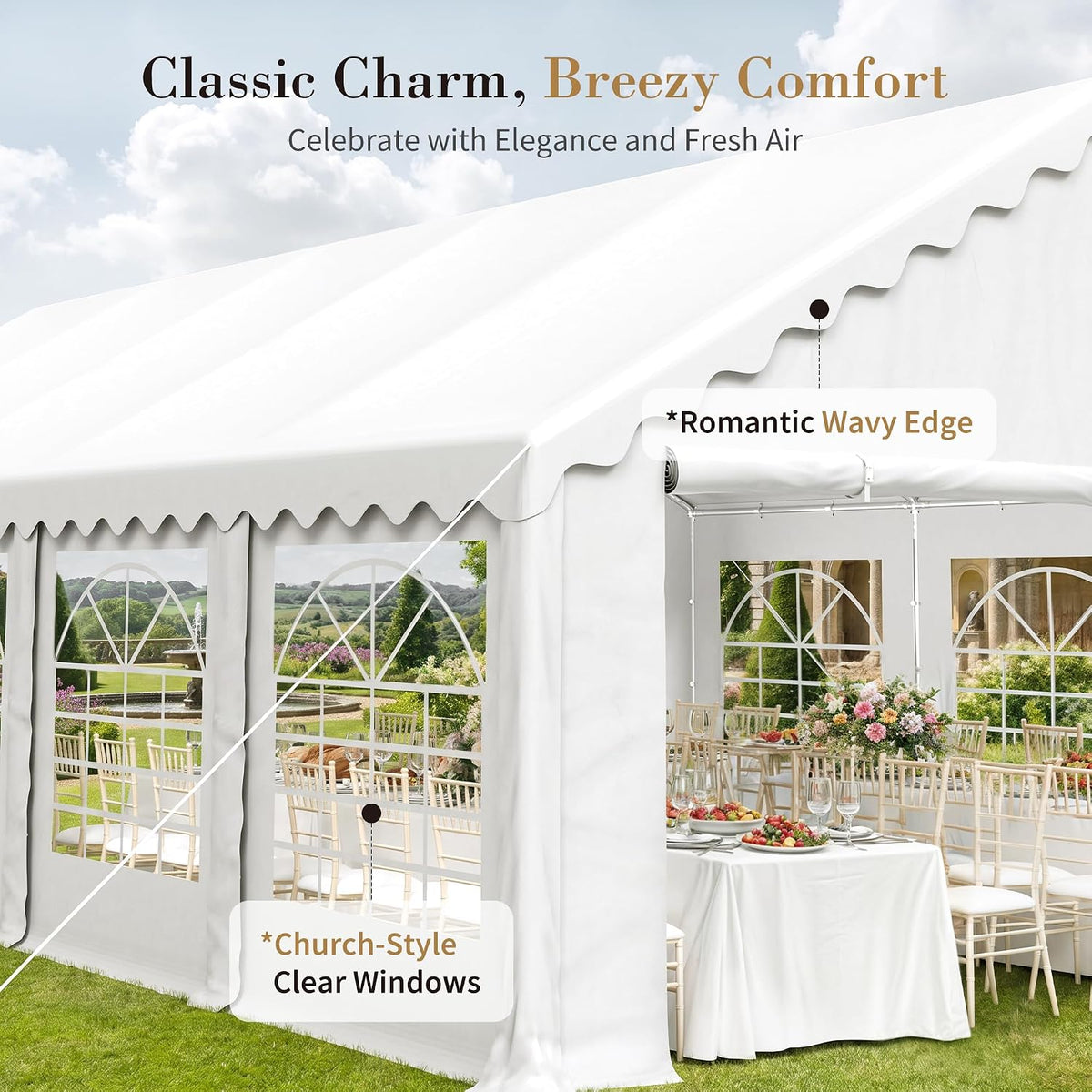 Sophia & William 16x32 Party Tents, Heavy Duty Event Tent for Parties