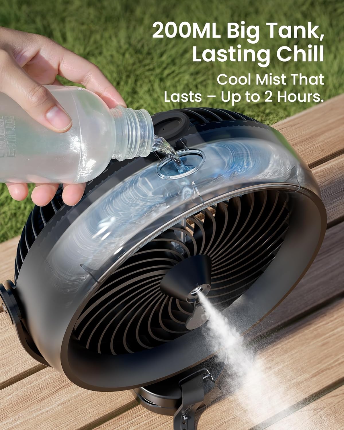 Koonie 8'' 10000mAh Battery Operated Misting Fan with Max. 48 Hrs Runtime