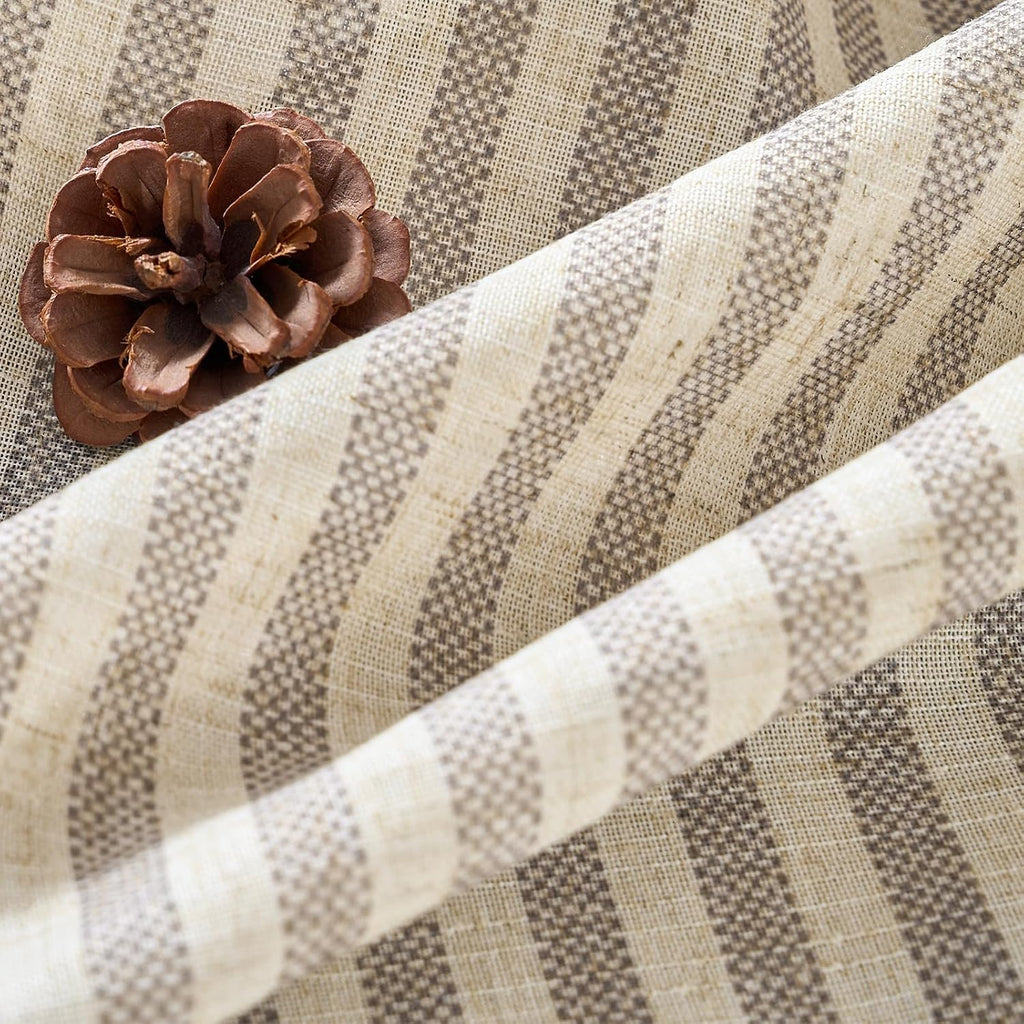 Vangao Linen Striped Curtains for Living Room Bedroom Farmhouse