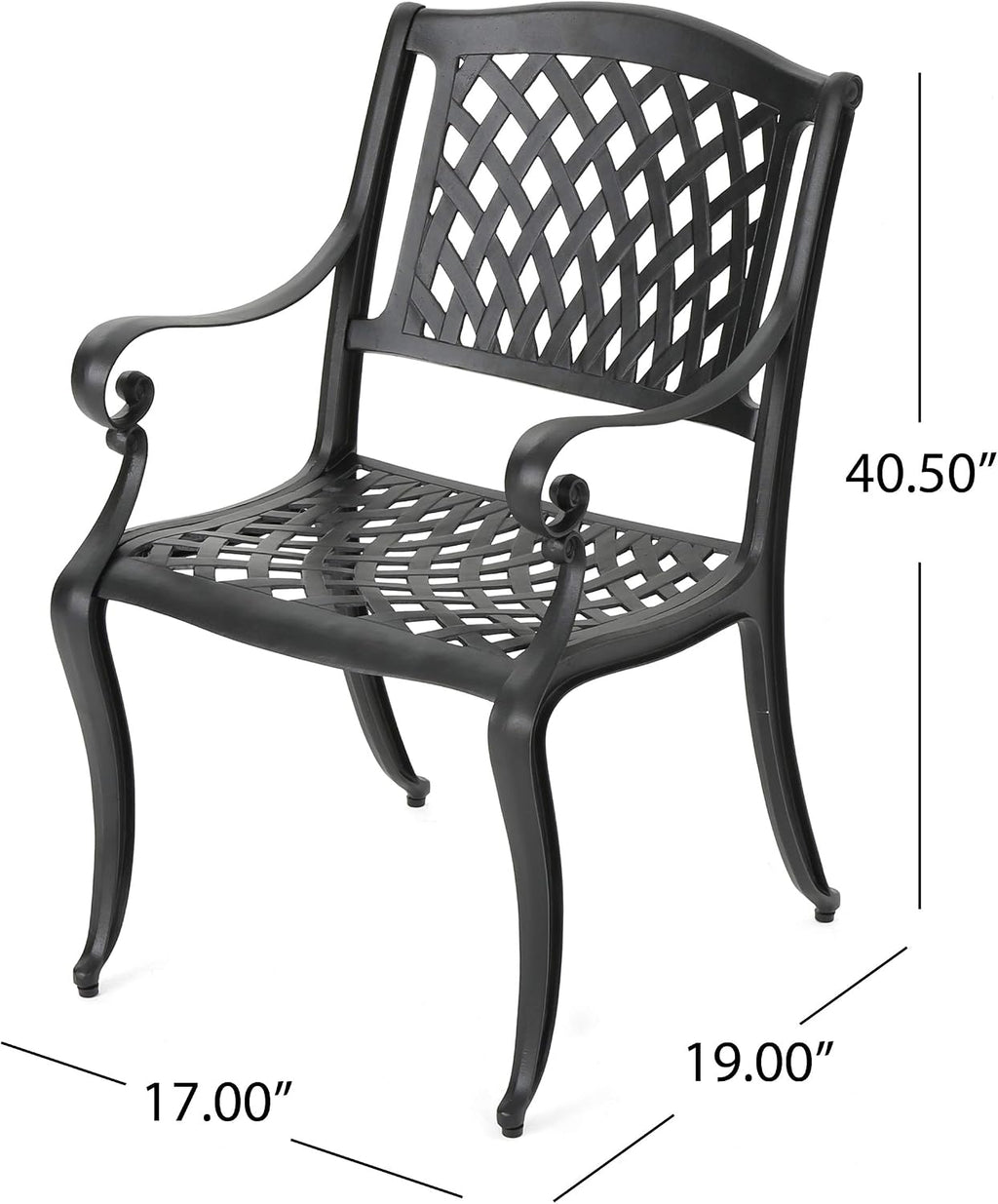 Christopher Knight Home Hallandale Outdoor Cast Aluminum Chairs, 2-Pcs Set, Antique Matte Black