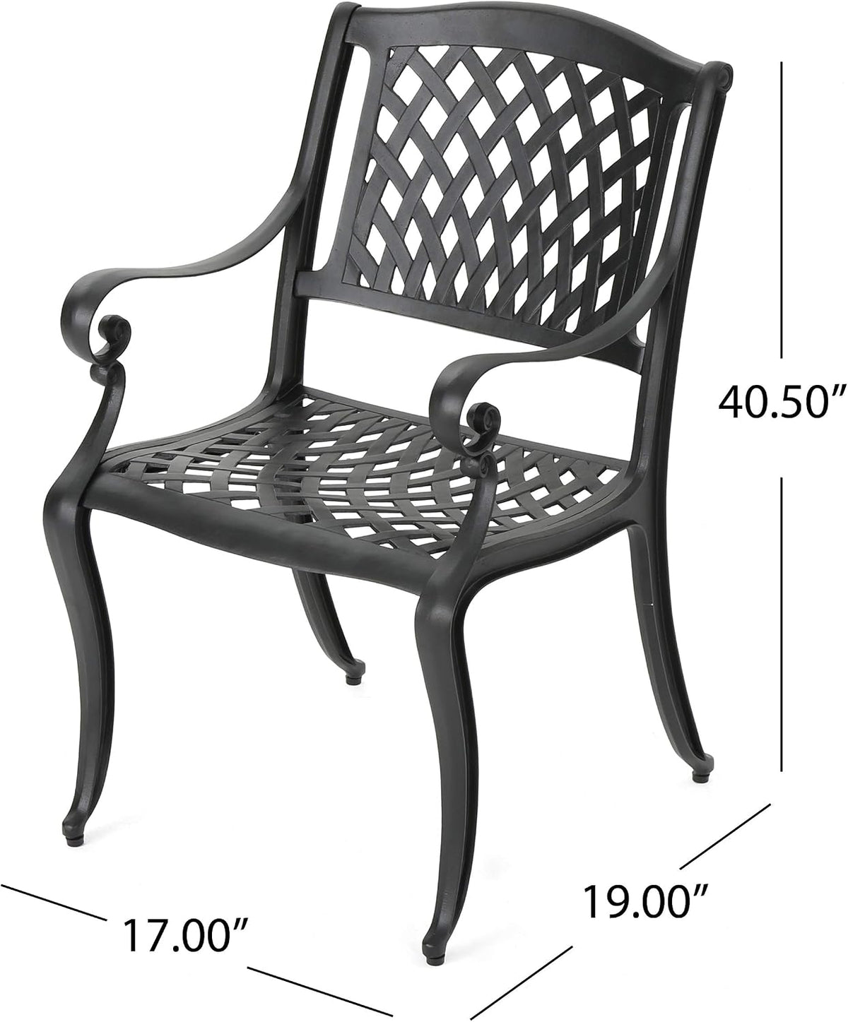 Christopher Knight Home Hallandale Outdoor Cast Aluminum Chairs, 2-Pcs Set, Antique Matte Black