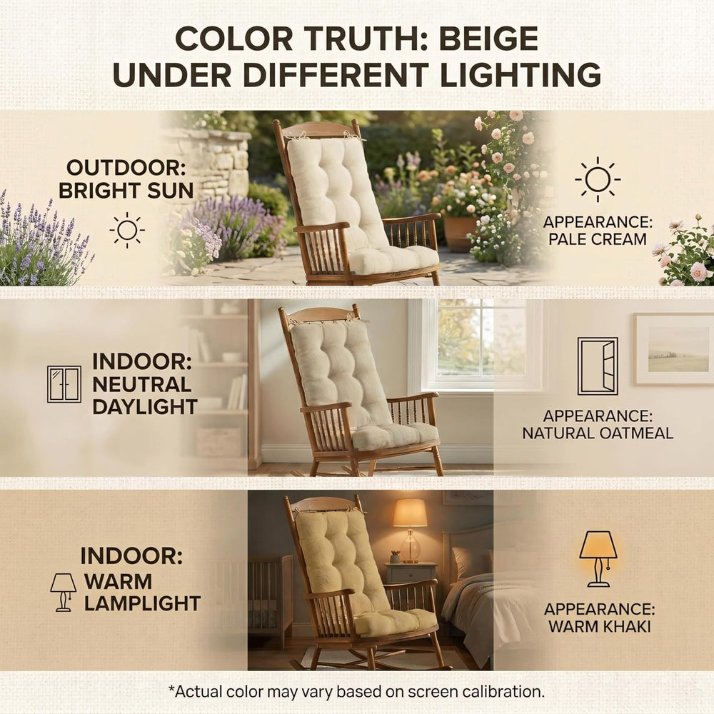 Codi Rocking Chair Cushions Indoor, Water-Resistant, Beige 1 Pack