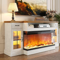 70" Fireplace TV Stand for TVs Up to 80" & Adjustable Shelves, White
