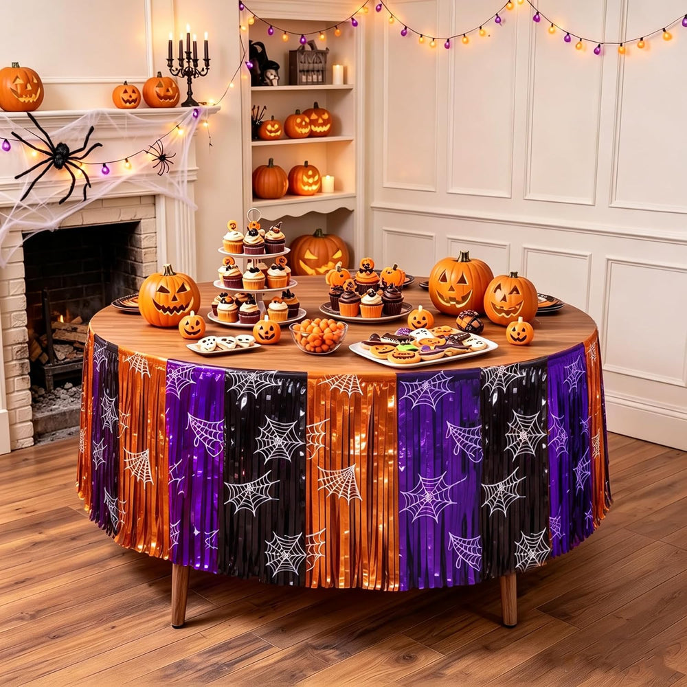 Halloween Fringe Table Skirt Halloween Party Decorations, 7 Pack