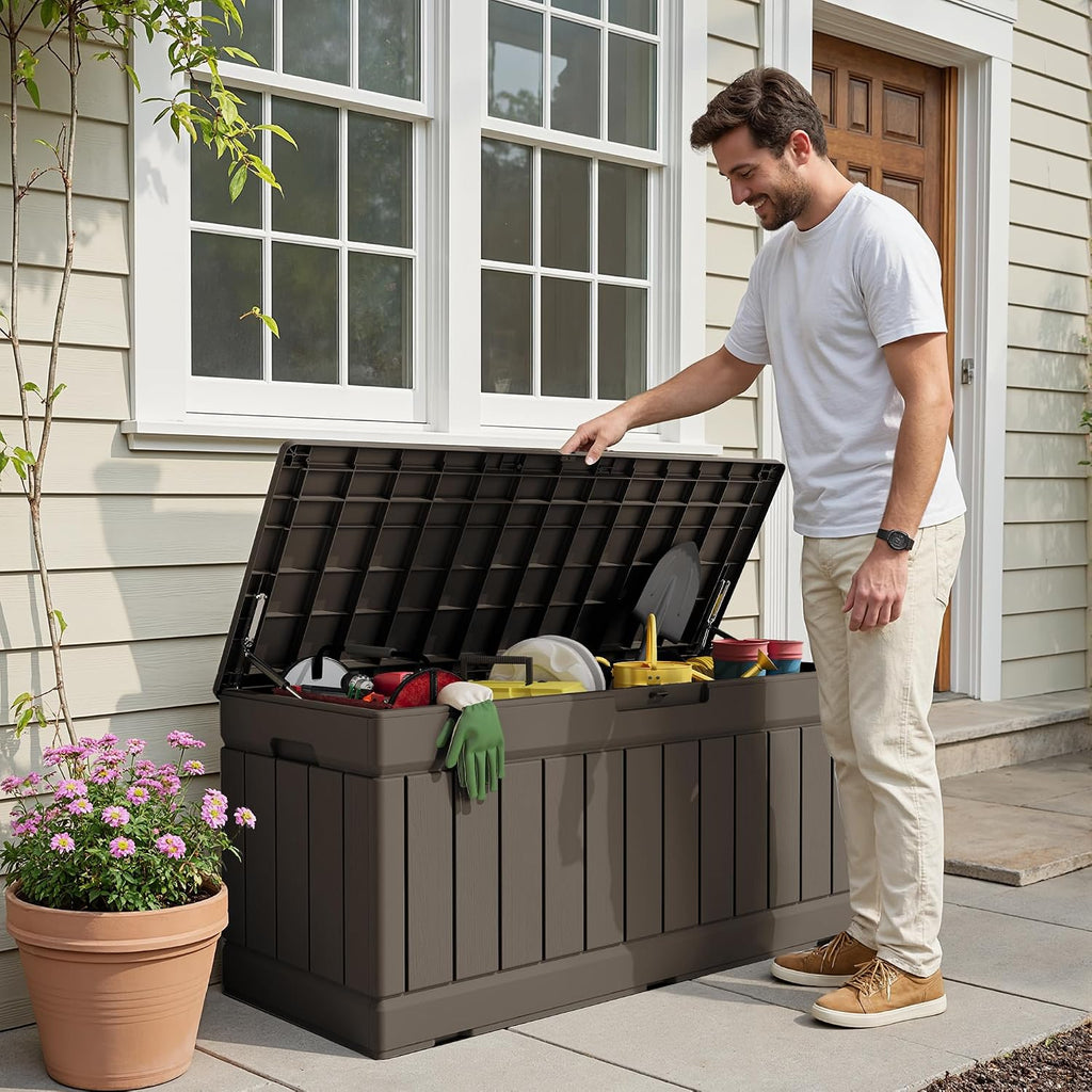 Devoko 78 Gallon Deck Box, Waterproof Resin Outdoor Storage Box