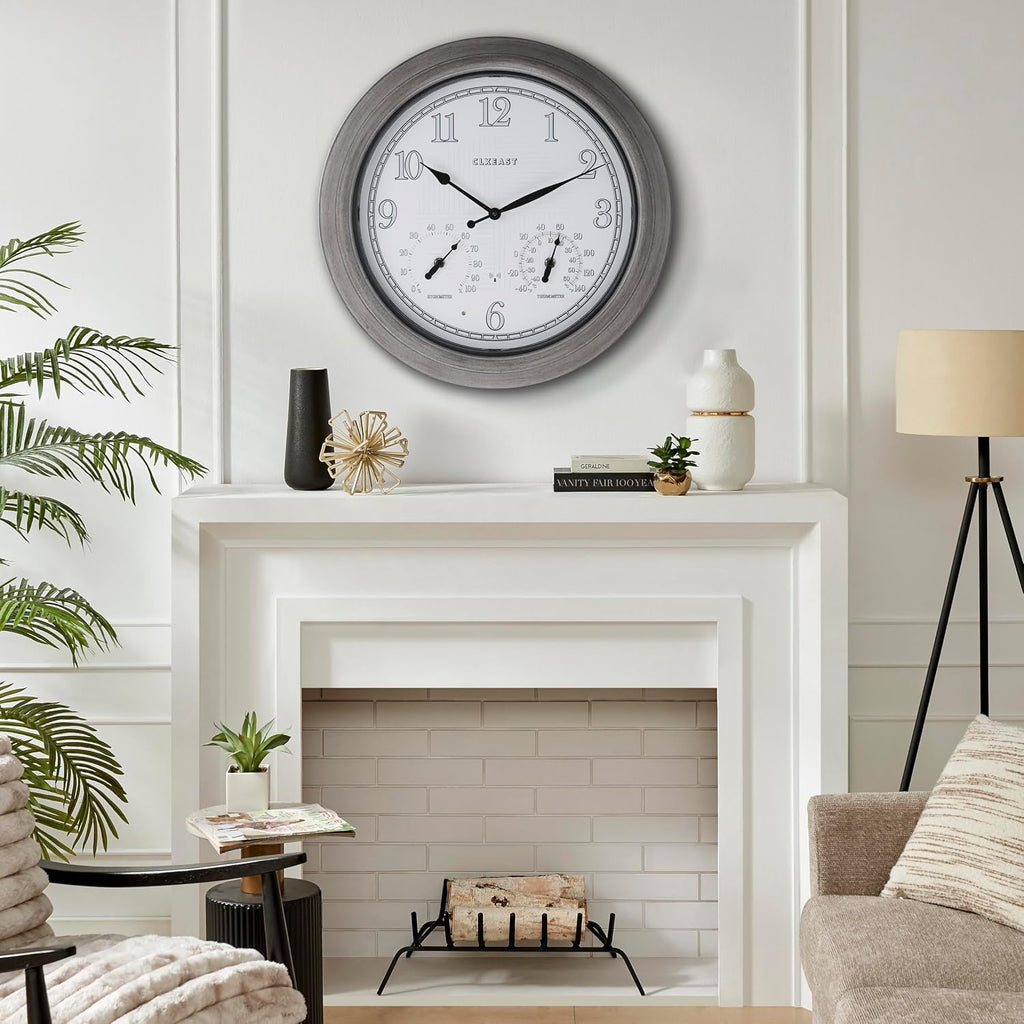 CLXEAST 18" Illuminated Outdoor Atomic Wall Clock Waterproof