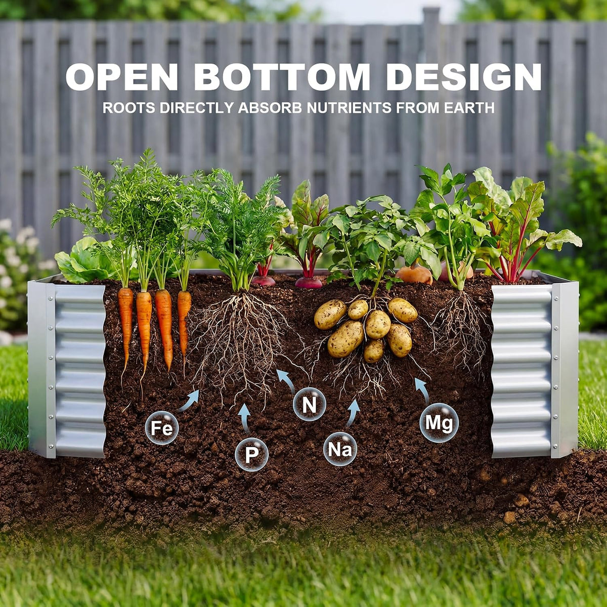 AHEONLAR 2 Pack 8×4×1.5ft Galvanized Raised Garden Beds Outdoor, Rectangle Sturdy and Durable Planter Boxes for Vegetables, Fruits, Flowers and Plants, Easy Assembly, Silver
