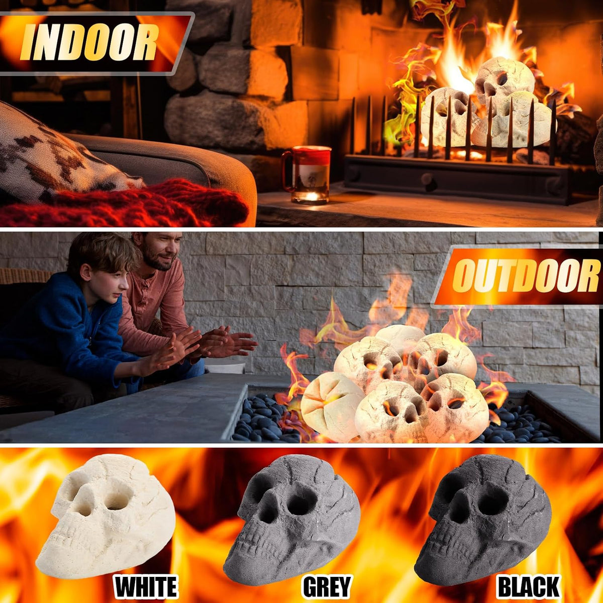 colingmill 2 pack ceramic fire pit skull 8.7 showing dimensions