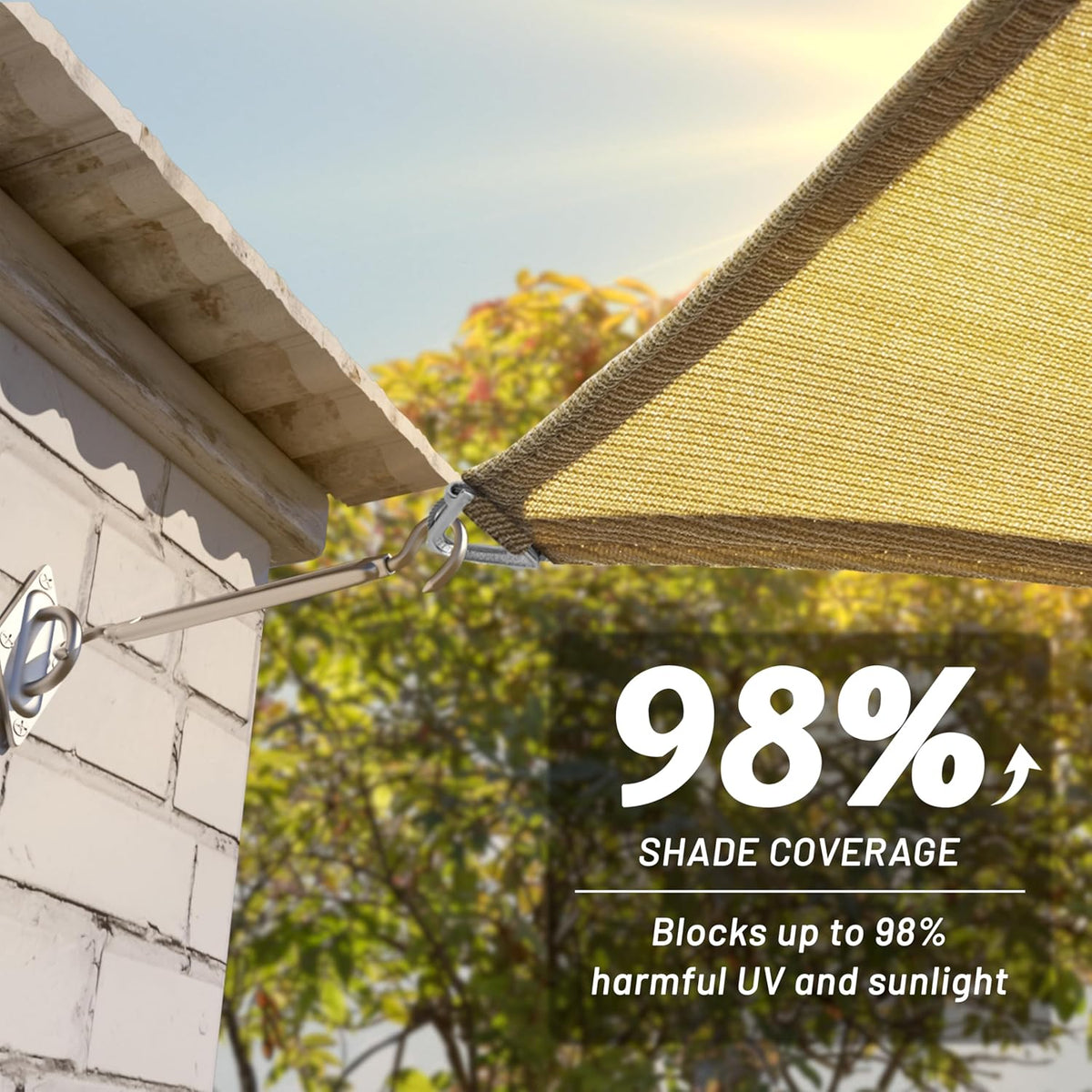 ShadeMart Heavy Duty 38' x 40' Beige Sun Shade Rectangle Pro Ring Customized Size Shade Sail, 260 GSM Commercial Grade UPF50 Sunshade, Reinforced Corners & Edges - 5 Years Warranty