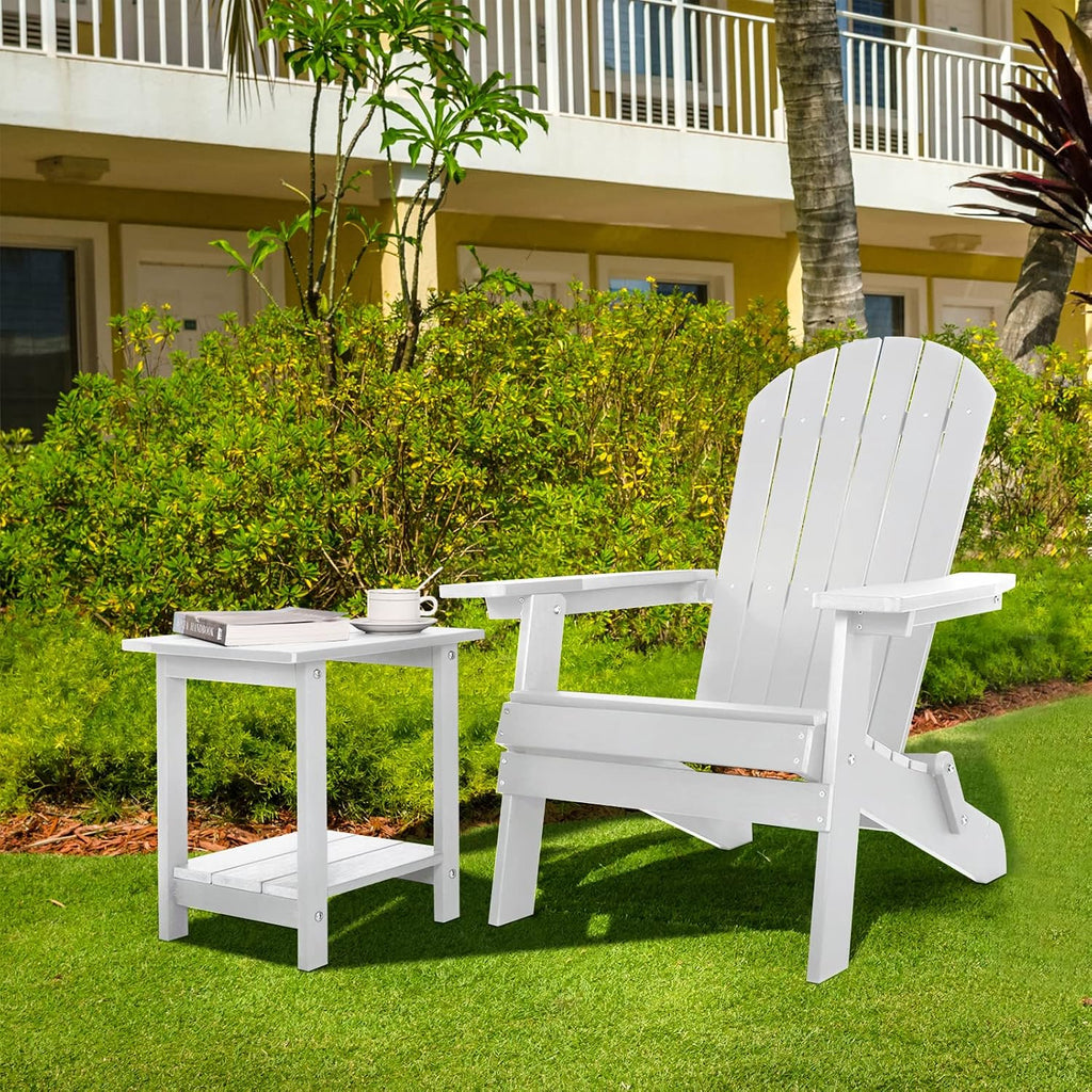 meluvici double adirondack outdoor side table weather resistant shown in use