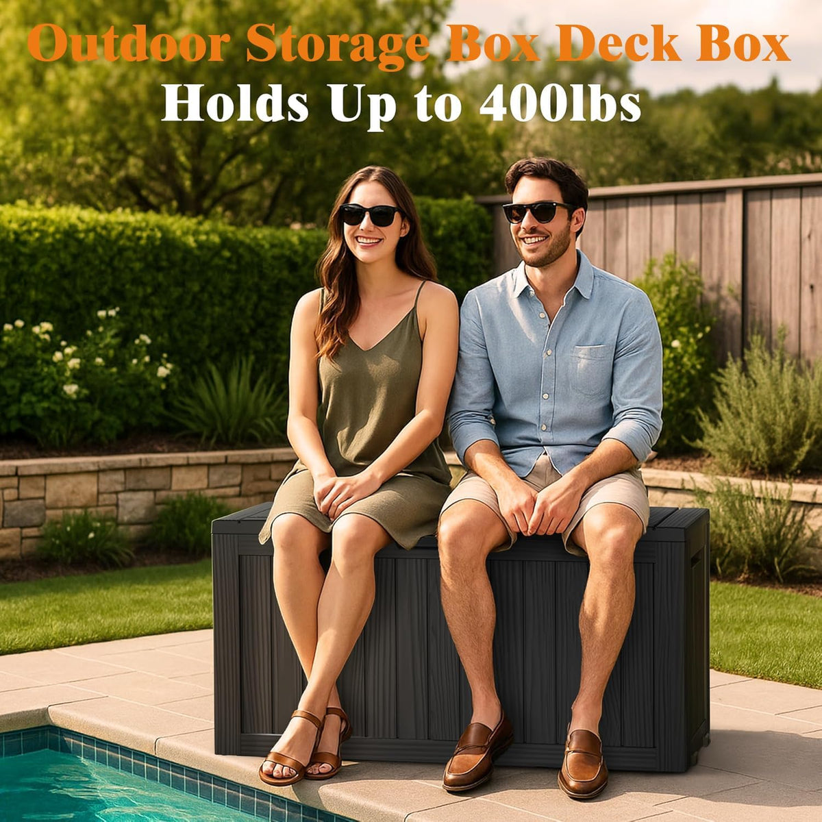 Outdoor Deck Storage Box, 75 Gallon Deck Box,Lockable Patio Storage Bench