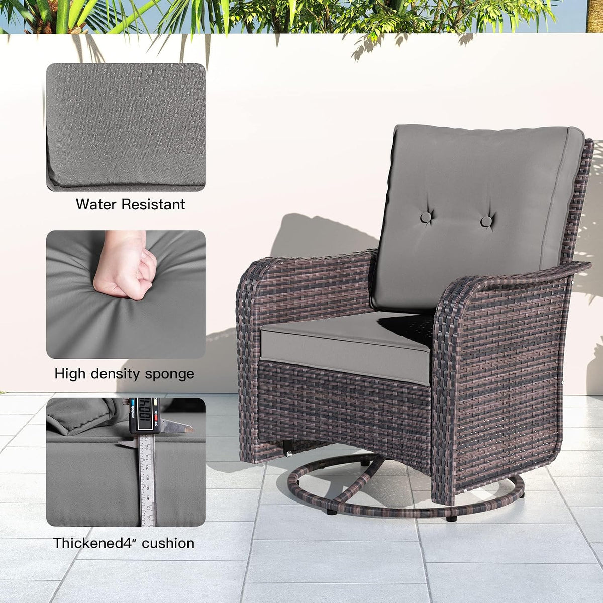 Kullavik 10 Piece Outdoor Patio Furniture Set with Fire Pit & Swivel Chairs