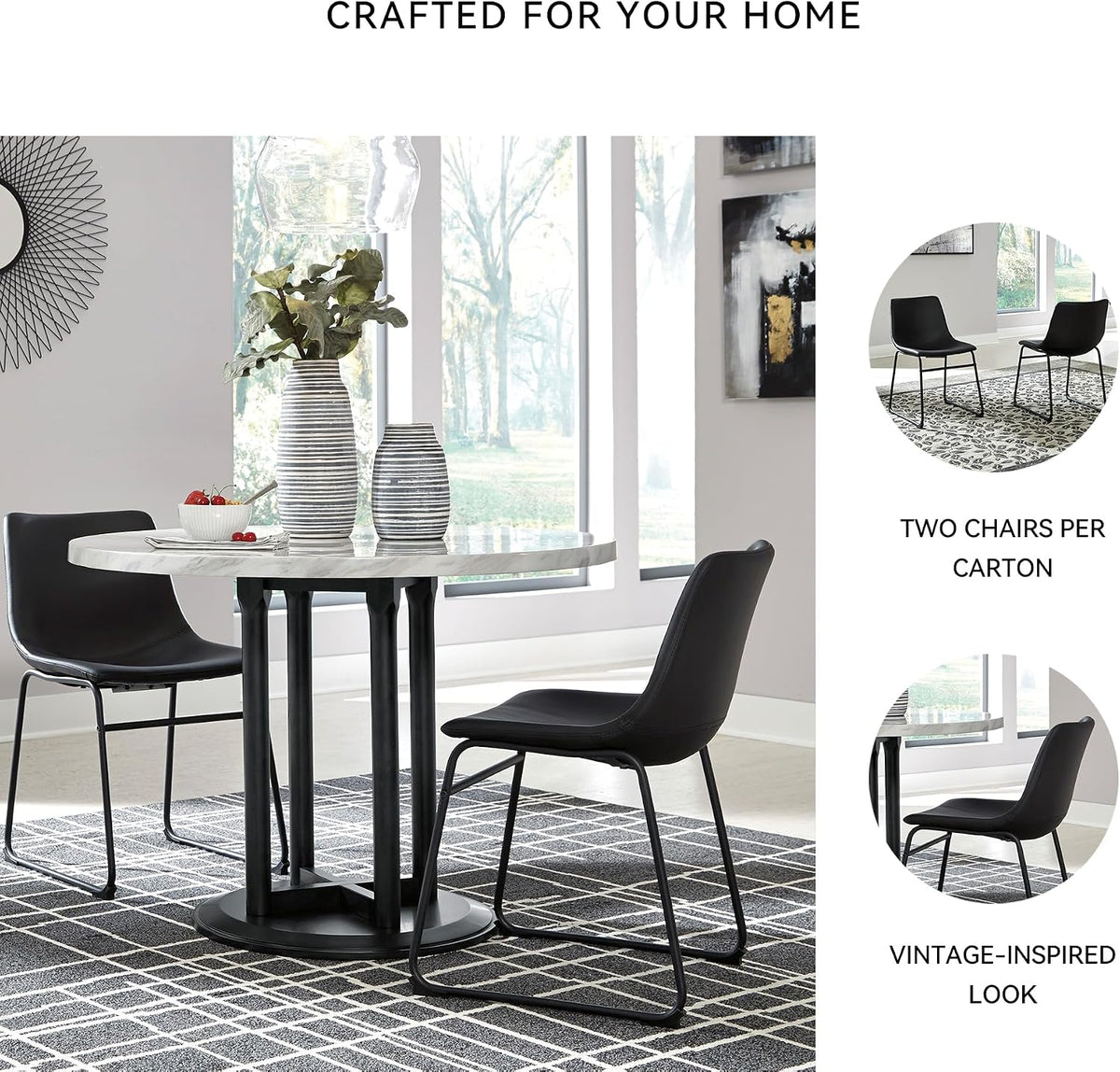 Signature Design by Ashley Centiar Dining Chairs Set of 2, Black